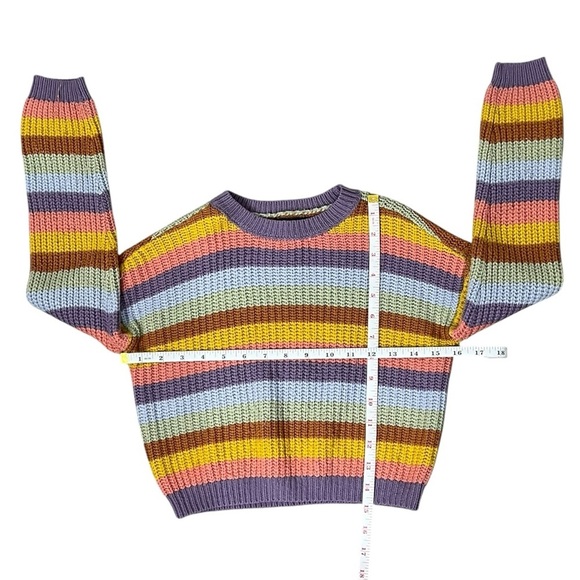 Art Class Purple and Yellow Crew Neck Cropped Sweater - M (7/8) - Picture 3 of 7